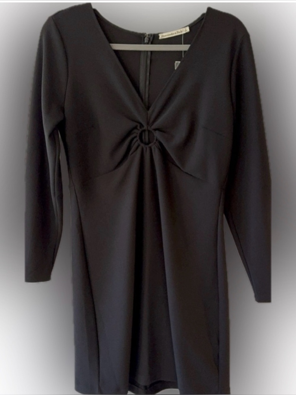 Abercrombie & Fitch Black O-Ring Deep V Mini Dress NWT Size Large